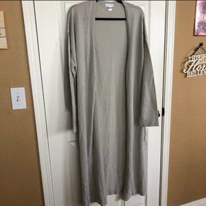Venus Luxurious Gray Long Lightweight Open Cardi Duster